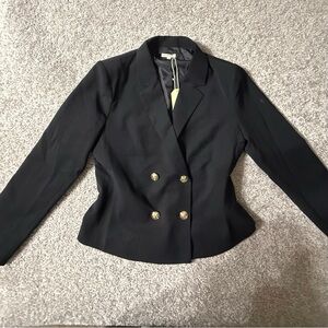 Jodifl Black Double Breasted Blazer Tuxedo Jacket  Gold Button Small NWT Vintage